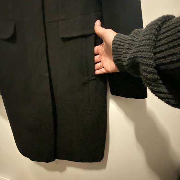 Cole Haan Black Classic Wool Coat - Picture 5 of 7